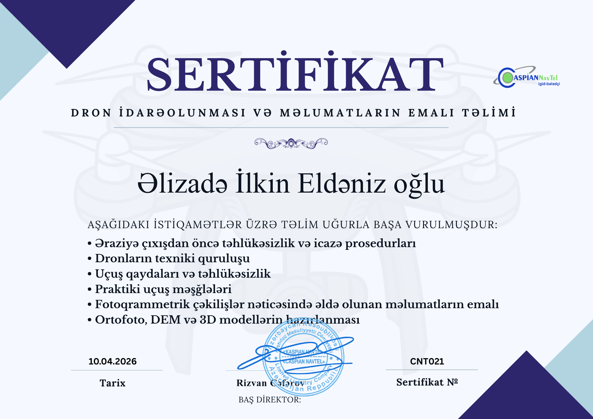 Dron idarəolunması və məlumatların emalı təlimi
